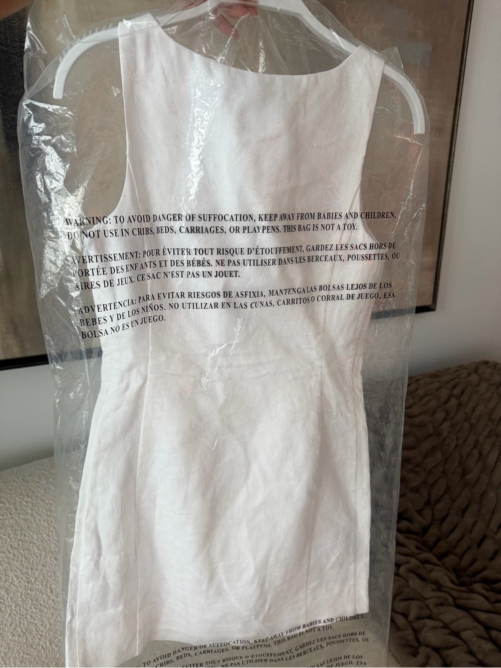 Endless Rose White Linen Floral Applique Mini Dress - Picture 4 of 4